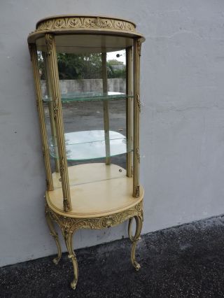 French Carved Painted Mirrored Curio Cabinet / Display Cabinet 6343 photo