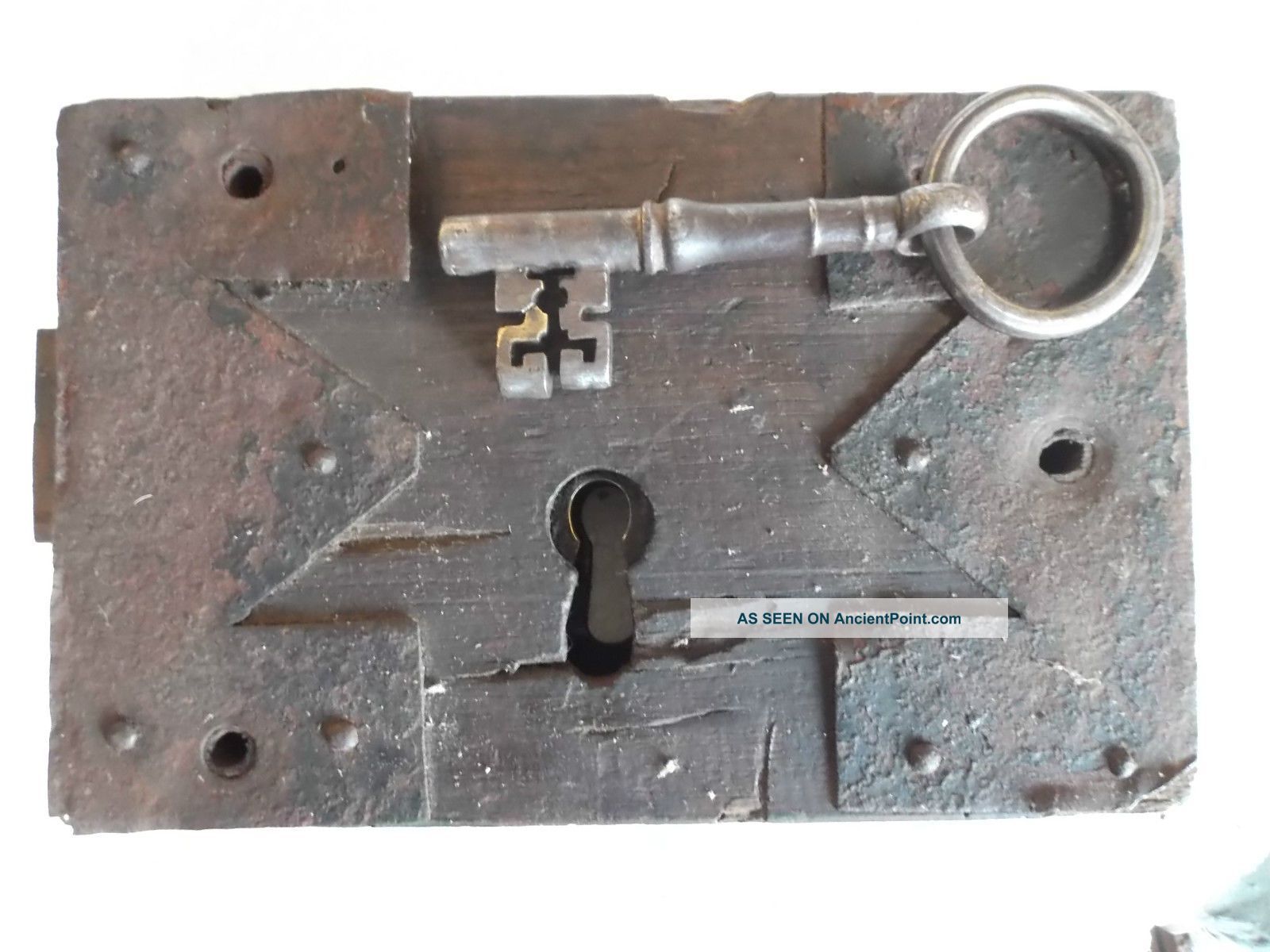 Antique Wood And Metal Door Lock And Key Locks & Keys photo