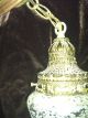 Vintage Ef & Ef,  Inc Opalite Hanging Swag Lamps 2 Lights Hollywood Regency Style Mid-Century Modernism photo 5