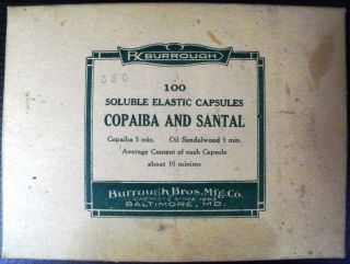 Ca 1910 - Burrough Brothers - Copaiba & Santal Box With Capsules - Minims - Vg photo