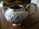 Antique19th C Indain Cutch Solid Silver Repousse Teapot,  Cup & Creamer C1880 N/r India photo 9
