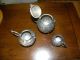 Antique19th C Indain Cutch Solid Silver Repousse Teapot,  Cup & Creamer C1880 N/r India photo 2