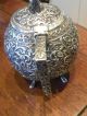 Antique19th C Indain Cutch Solid Silver Repousse Teapot,  Cup & Creamer C1880 N/r India photo 5