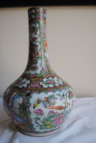 Chinese Rose Medallion Porcelain Bottle Vase photo