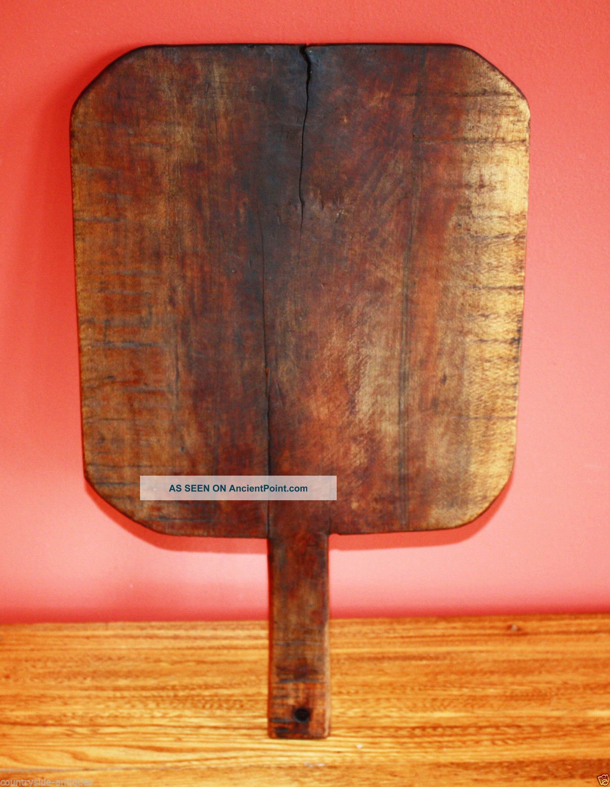 Antique Country Primitive Carved Wooden Breadboard,  19th Century Kitchen Board Primitives photo