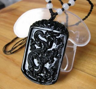 Chinese Natural Hetian Jade Hand - Carved Necklace Pendant (dragon) photo