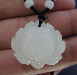 100 Natural White Jade Hand - Carved Necklace Pendant Pendant photo