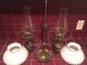 Vintage Brass Double Student Lamp W/hobnail Milk Glass Glass & Clear Chimmnies Lamps photo 1