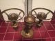 Vintage Brass Double Student Lamp W/hobnail Milk Glass Glass & Clear Chimmnies Lamps photo 2
