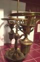 Vintage Brass Double Student Lamp W/hobnail Milk Glass Glass & Clear Chimmnies Lamps photo 4