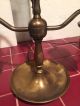 Vintage Brass Double Student Lamp W/hobnail Milk Glass Glass & Clear Chimmnies Lamps photo 5
