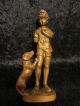 W.  U.  M.  Heinzeller Holzschnitzerel Carving Of Boy With Dog 6 1/2 Inches Tall Carved Figures photo 1