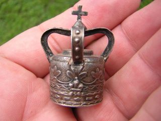 Antique Vintage Victorian Royal Noble Crown Shape Sterling Silver Miniature Box photo