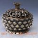 Chinese Brass Handwork Carved Lotus Incense Burner & Hollow Lid Vases photo 2