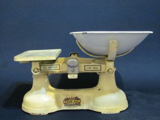 Vtg.  Weylux England Cast Iron Produce Country Store Retro Kitchen Weighing Scale photo