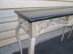 54664 Pair Bombay Faux Marble Top Console Sofa Table Stand S Post-1950 photo 3