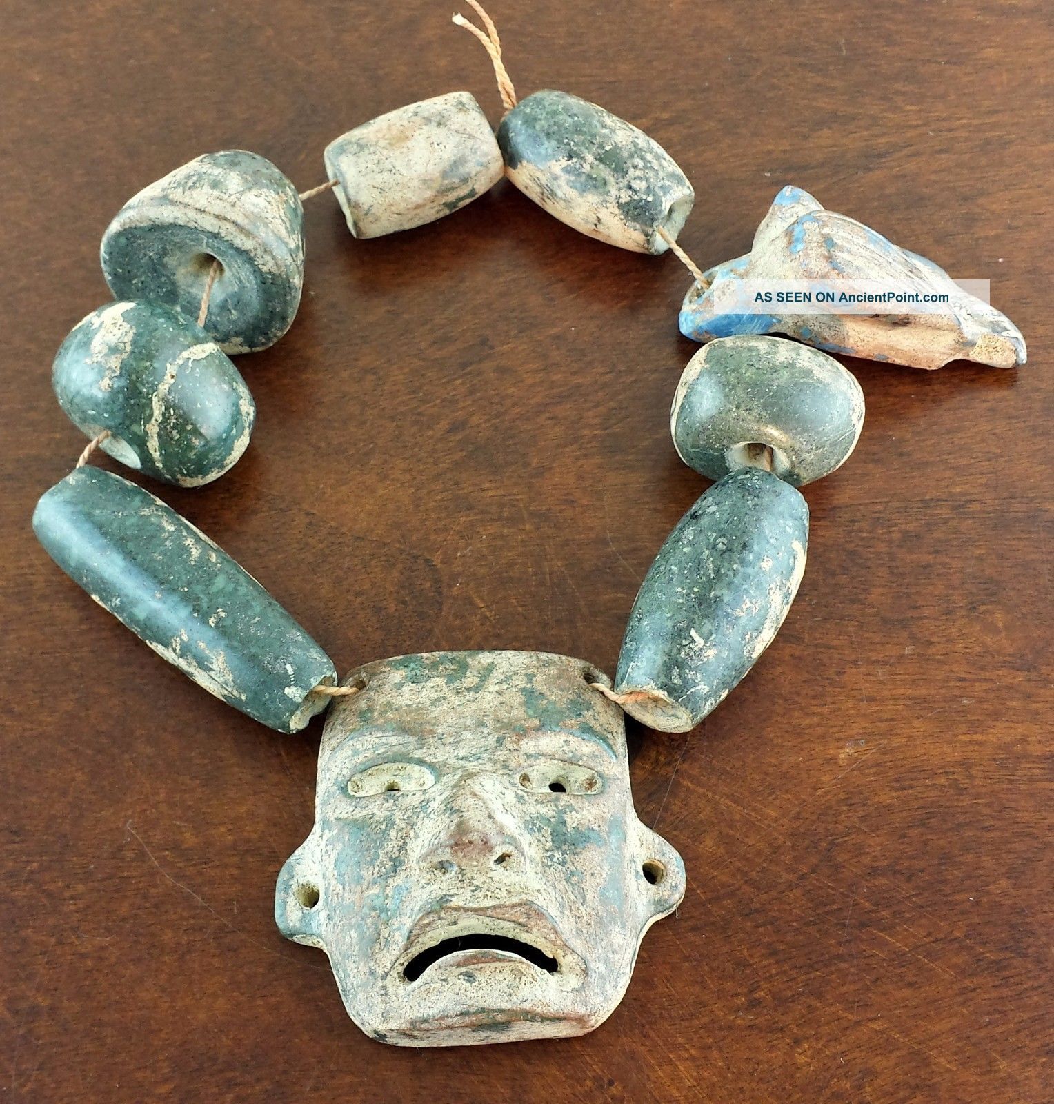 Jade Turquoise Pre Columbian Necklace/pendant - Mesoamerica - Antique Artifacts The Americas photo