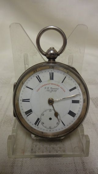 Antique Sterling Silver Pocket Watch - Express English Lever Jg Graves 1903 A/f photo