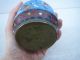 Antique Cloisonne Bowl Floral Decoration Handmade Blue Enamel Brass Wire Bowls photo 4