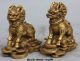 Chinese Folk Bronze Dragon Beast Kylin Qilin Unicorn Chi - Lin Wealth Statue Pair Other Antique Chinese Statues photo 2