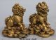 Chinese Folk Bronze Dragon Beast Kylin Qilin Unicorn Chi - Lin Wealth Statue Pair Other Antique Chinese Statues photo 3