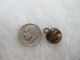 Antique Goldstone Overlay Transparent Rootbeer Caramel Swirl Glass Ball Button Buttons photo 9