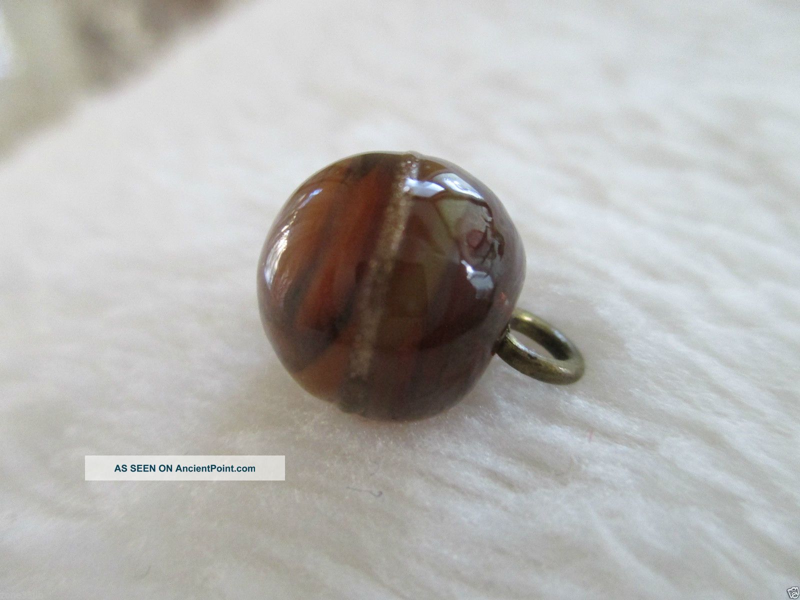 Antique Goldstone Overlay Transparent Rootbeer Caramel Swirl Glass Ball Button Buttons photo