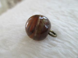 Antique Goldstone Overlay Transparent Rootbeer Caramel Swirl Glass Ball Button photo