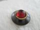 Antique Red Glass Cabochon Gilt Brass Center Dk Tint Brass Waistcoat Button Buttons photo 3
