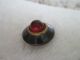 Antique Red Glass Cabochon Gilt Brass Center Dk Tint Brass Waistcoat Button Buttons photo 5