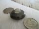 Antique 19th Century Clear Crackle Glass Cabochon Brass Metal Button 1 - 1/16 