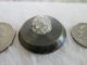 Antique 19th Century Clear Crackle Glass Cabochon Brass Metal Button 1 - 1/16 
