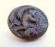 Antique - Victorian Brass Picture Button - Man W/bow Hunting In Jungle - 10/16 