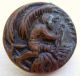 Antique - Victorian Brass Picture Button - Man W/bow Hunting In Jungle - 10/16 