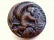 Antique - Victorian Brass Picture Button - Man W/bow Hunting In Jungle - 10/16 