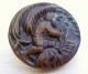 Antique - Victorian Brass Picture Button - Man W/bow Hunting In Jungle - 10/16 