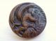 Antique - Victorian Brass Picture Button - Man W/bow Hunting In Jungle - 10/16 