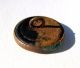 Antique - Victorian Brass Picture Button - Man W/bow Hunting In Jungle - 10/16 