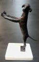 Vintage Bronze Standing Dog Bookends On Crystal Marble Base Metalware photo 2