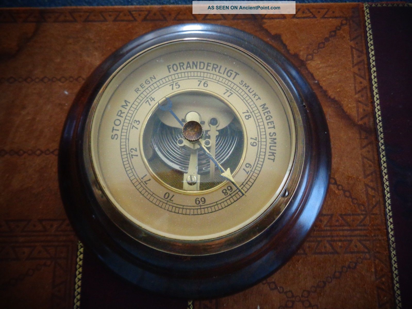 Antique Brass & Wood Barometer Dutch Optik Enbeco Meteorologi Barometers photo
