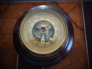 Antique Brass & Wood Barometer Dutch Optik Enbeco Meteorologi photo