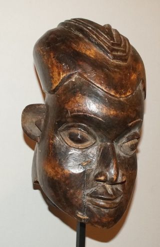 Rare And Old Bamileke People Wood Mask / Helmet From Cameroon photo