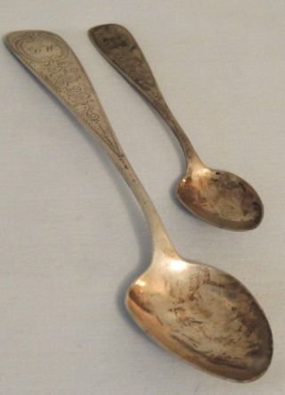 . 800 German Silver W Hallmark Spoon Ornate Chased Handle Pattern photo