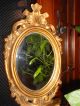 Antique Vintage Estate Ornate Gold Tone Wall Hanging Oval Mirror Italy Mirrors photo 1