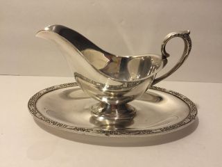 Vintage Rogers And Bros 2313 Silver Gravy Boat With Attached Base photo