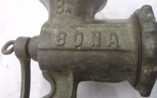 Antique German Kitchen Meat Grinder Iron Cast Enameled Bona 8 Marked photo