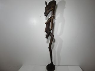 Old African Senufo Rhythm Pounder Statue Over 4 Feet photo