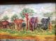 Large Vintage Batik African Elephants Wax Print Fabric Material Art Other African Antiques photo 5