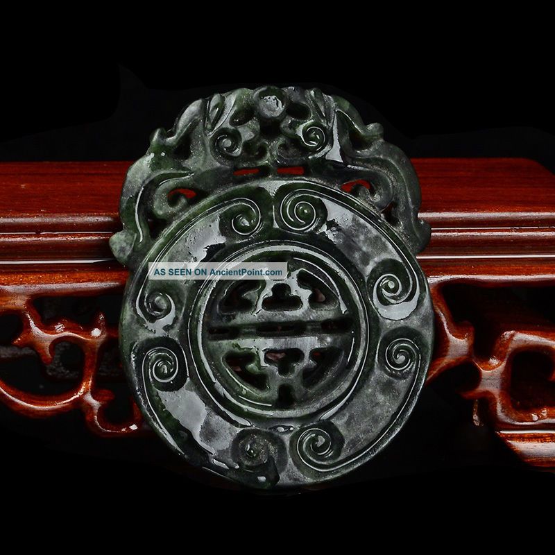 Exquisite Hand - Carved Natural Green Hetian Jade Pendant - - - - Pixiu Necklaces & Pendants photo