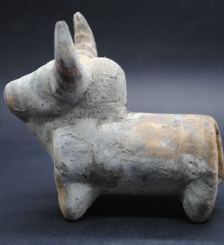 Ancient Bronze Age Period Terracotta Bull Figurine 2200 - 1800 Bc photo
